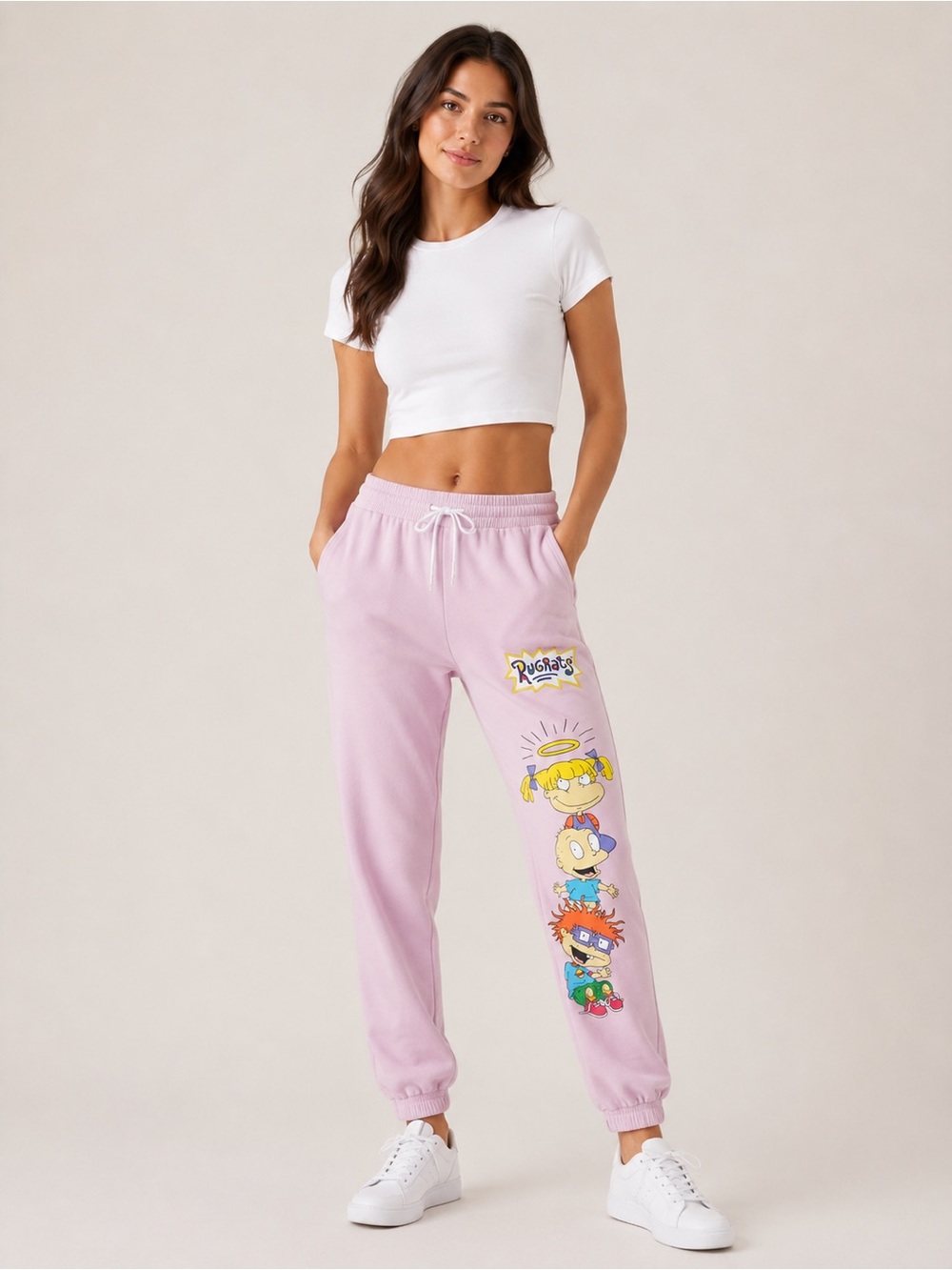 Kids Pink Cartoon Graphic Jogger Sweatpants